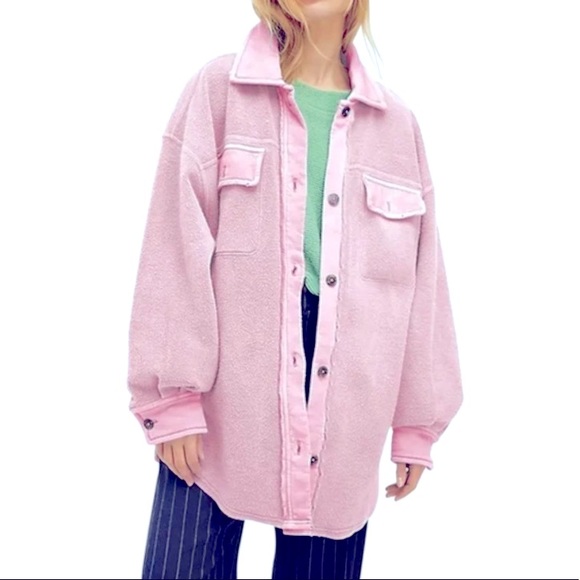 cupcakes & cashmere Jackets & Blazers - Cupcakes & Cashmere Baby Pink Super Soft Fleece Shacket NWT